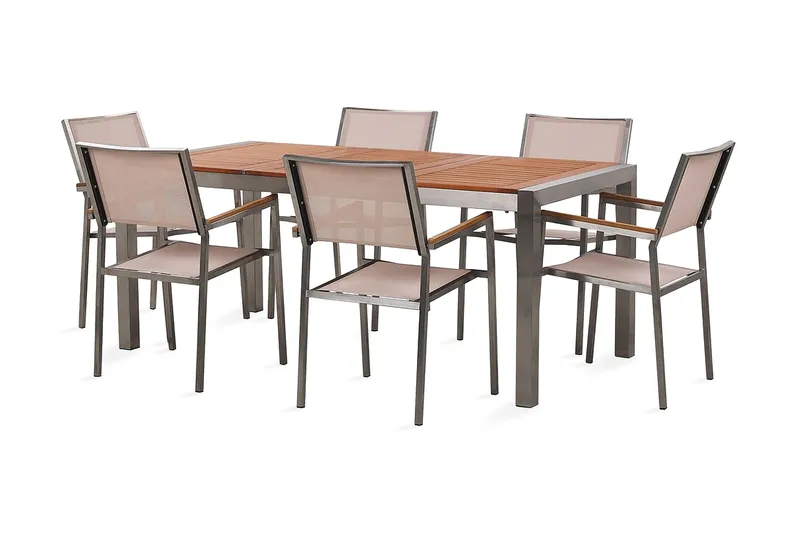 Bofors Matgrupp Utomhus + 6 Rottingstolar, Beige