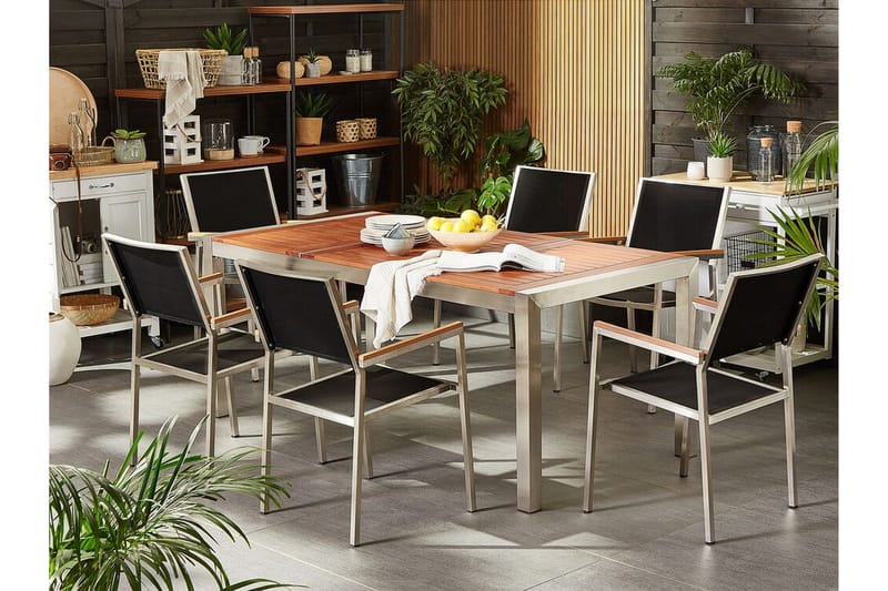 Bofors Matgrupp Utomhus + 6 Rottingstolar - Svart - Utemöbler - Utegrupp - Matgrupp utomhus