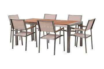 Bofors Matgrupp Utomhus + 6 Rottingstolar - Beige - Utemöbler - Utegrupp - Matgrupp utomhus