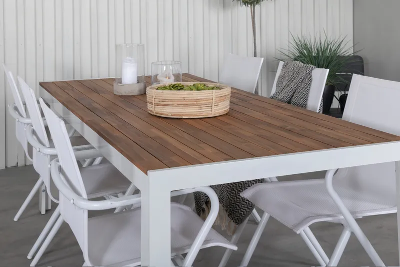 Bois Matgrupp 205cm + 6 Alina Matstolar Vit - Vit - Utemöbler - Utegrupp - Matgrupp utomhus