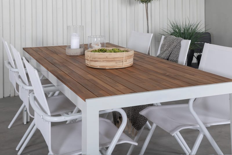 Bois Matgrupp 205cm + 6 Alina Matstolar Vit - Vit - Utemöbler - Utegrupp - Matgrupp utomhus