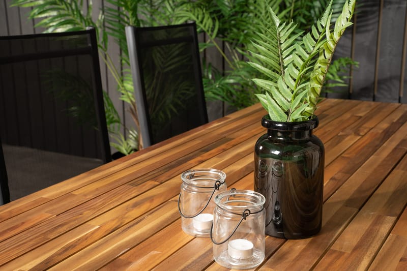 Bois Matgrupp Utomhus 200cm + 6 Break Positionsstolar - Svart/Grå - Utemöbler - Utegrupp - Matgrupp utomhus