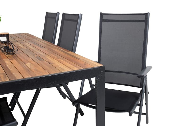 Bois Matgrupp Utomhus 200cm + 6 Break Positionsstolar - Svart/Grå - Utemöbler - Utegrupp - Matgrupp utomhus