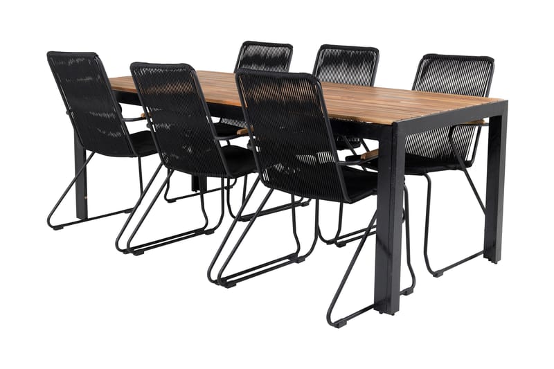 Bois Matgrupp Utomhus 200cm + 6 Karmstolar - Svart - Utemöbler - Utegrupp - Matgrupp utomhus