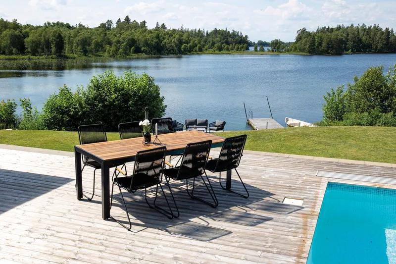 Bois Matgrupp Utomhus 200cm + 6 Karmstolar - Svart - Utemöbler - Utegrupp - Matgrupp utomhus