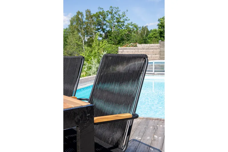 Bois Matgrupp Utomhus 200cm + 6 Karmstolar - Svart - Utemöbler - Utegrupp - Matgrupp utomhus