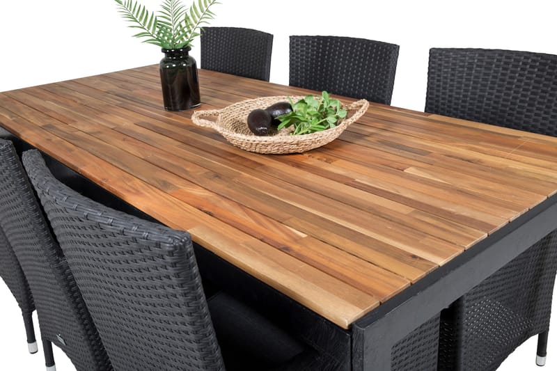 Bois Matgrupp Utomhus 200cm + 6 Malin Karmstolar - Natur - Utemöbler - Utegrupp - Matgrupp utomhus