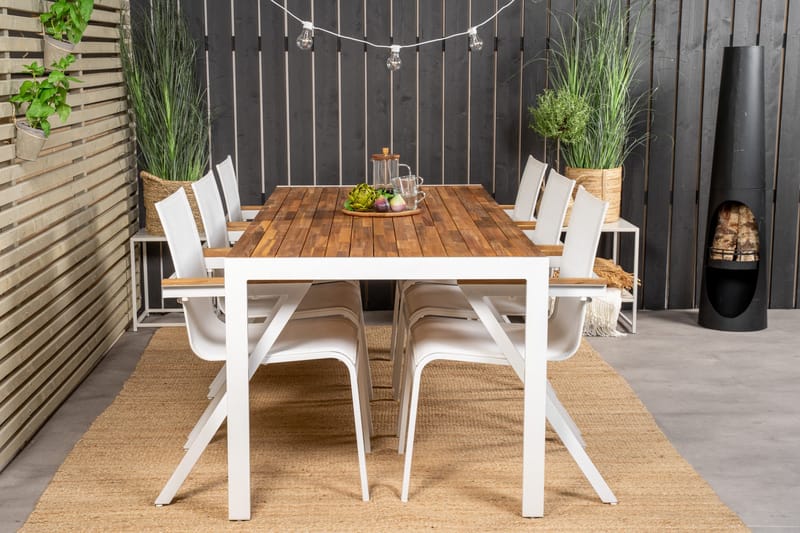 Bois Matgrupp Utomhus 200cm + 6 Mexico Karmstolar - Natur - Utemöbler - Utegrupp - Matgrupp utomhus