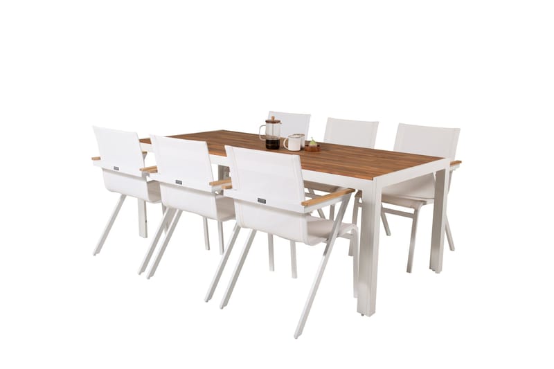 Bois Matgrupp Utomhus 200cm + 6 Mexico Karmstolar - Natur - Utemöbler - Utegrupp - Matgrupp utomhus