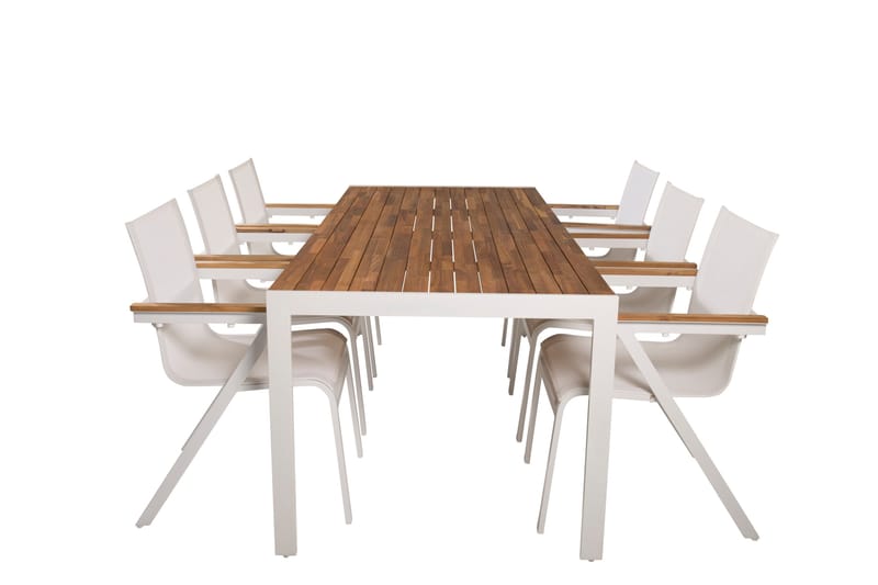 Bois Matgrupp Utomhus 200cm + 6 Mexico Karmstolar - Natur - Utemöbler - Utegrupp - Matgrupp utomhus
