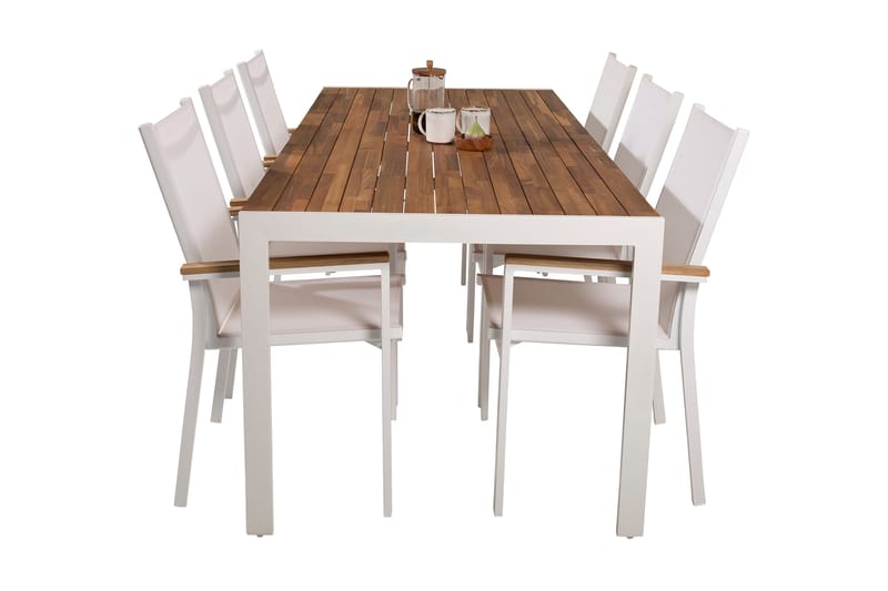 Bois Matgrupp Utomhus 200cm + 6 Texas Karmstolar - Svart/Grå - Utemöbler - Utegrupp - Matgrupp utomhus