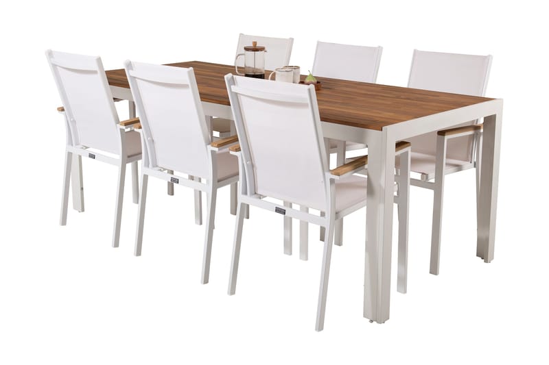 Bois Matgrupp Utomhus 200cm + 6 Texas Karmstolar - Svart/Grå - Utemöbler - Utegrupp - Matgrupp utomhus