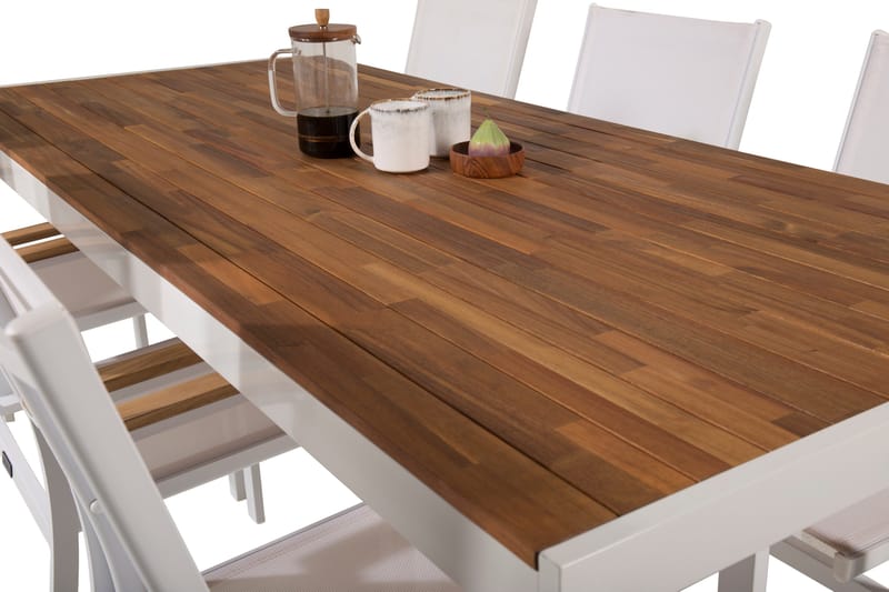 Bois Matgrupp Utomhus 200cm + 6 Texas Karmstolar - Svart/Grå - Utemöbler - Utegrupp - Matgrupp utomhus