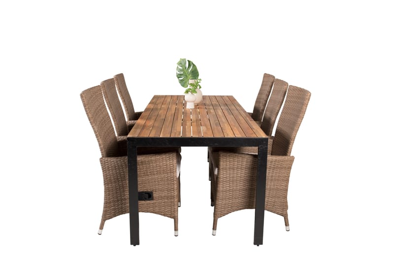 Bois Matgrupp Utomhus 200cm + 6 Padova Reclinerstolar - Antracit - Utemöbler - Utegrupp - Matgrupp utomhus