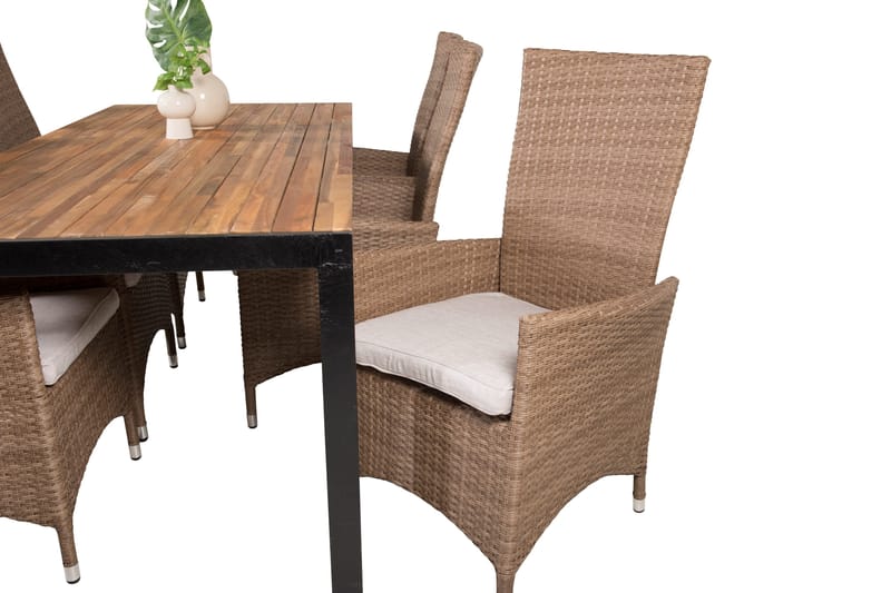 Bois Matgrupp Utomhus 200cm + 6 Padova Reclinerstolar - Antracit - Utemöbler - Utegrupp - Matgrupp utomhus