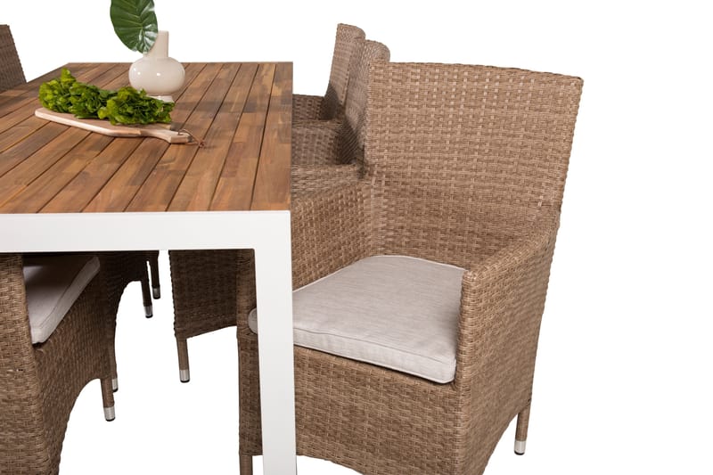 Bois Matgrupp Utomhus 205 cm + 6 st Malin Matstol - Beige/Brun - Utemöbler - Utegrupp - Matgrupp utomhus