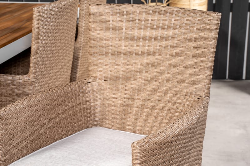 Bois Matgrupp Utomhus 205 cm + 6 st Malin Matstol - Beige/Brun - Utemöbler - Utegrupp - Matgrupp utomhus