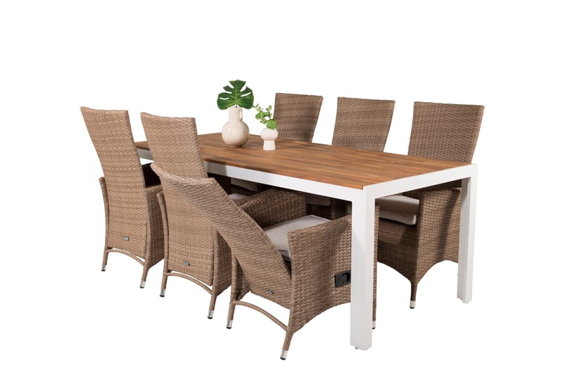 Bois Matgrupp Utomhus 205 cm + 6 st Padova Utefåtölj - Brun - Utemöbler - Utegrupp - Matgrupp utomhus