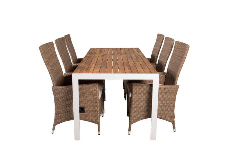 Bois Matgrupp Utomhus 205 cm + 6 st Padova Utefåtölj - Brun - Utemöbler - Utegrupp - Matgrupp utomhus