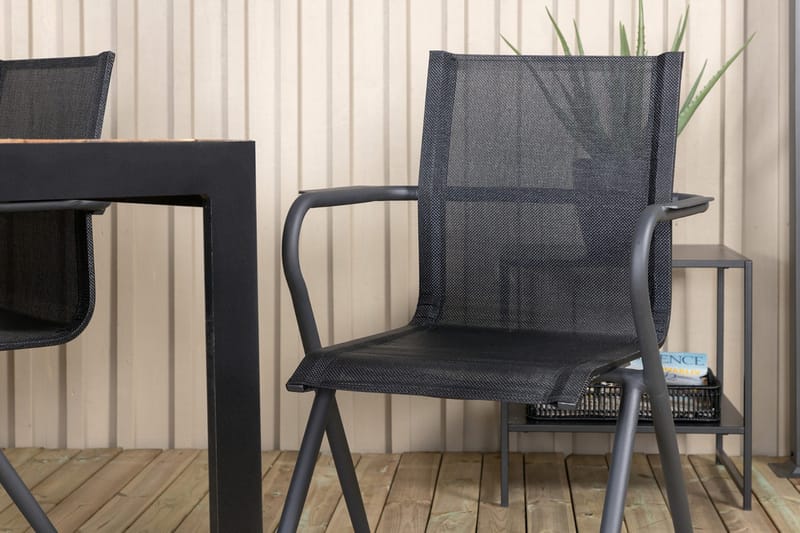 Bois Matgrupp Utomhus 205cm + 6 Alina Matstolar - Brun/Vit - Utemöbler - Utegrupp - Matgrupp utomhus