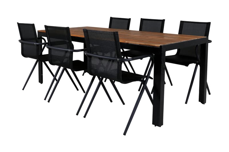 Bois Matgrupp Utomhus 205cm + 6 Alina Matstolar - Brun/Vit - Utemöbler - Utegrupp - Matgrupp utomhus