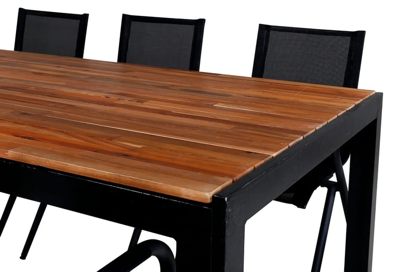 Bois Matgrupp Utomhus 205cm + 6 Alina Matstolar - Brun/Vit - Utemöbler - Utegrupp - Matgrupp utomhus