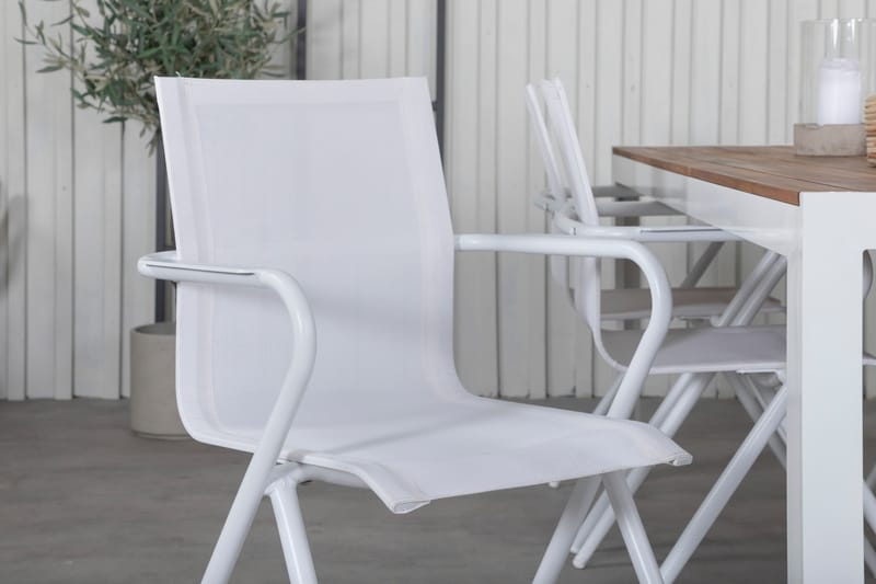 Bois Matgrupp Utomhus 205cm + 6 Alina Matstolar - Vit - Utemöbler - Utegrupp - Matgrupp utomhus