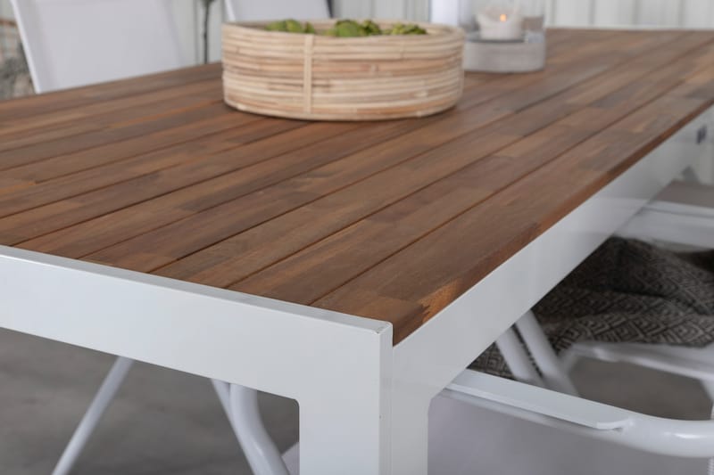 Bois Matgrupp Utomhus 205cm + 6 Alina Matstolar - Vit - Utemöbler - Utegrupp - Matgrupp utomhus