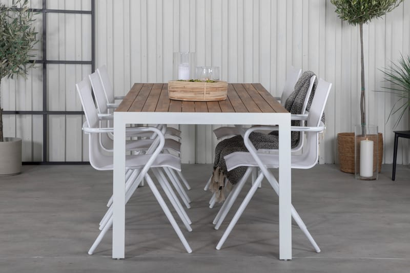 Bois Matgrupp Utomhus 205cm + 6 Alina Matstolar - Vit - Utemöbler - Utegrupp - Matgrupp utomhus