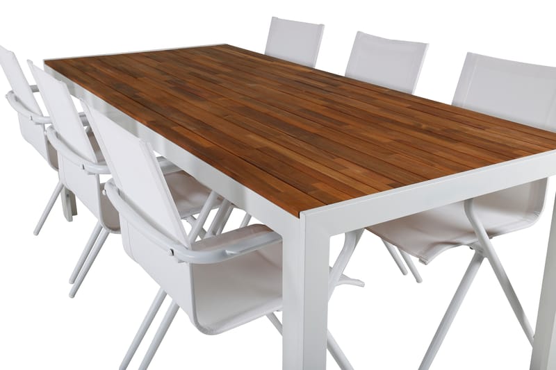 Bois Matgrupp Utomhus 205cm + 6 Alina Matstolar - Vit - Utemöbler - Utegrupp - Matgrupp utomhus