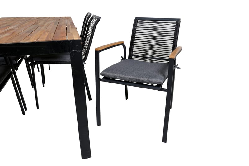 Bois Matgrupp Utomhus 205cm + 6 Dallas Matstolar - Svart/Brun - Utemöbler - Utegrupp - Matgrupp utomhus
