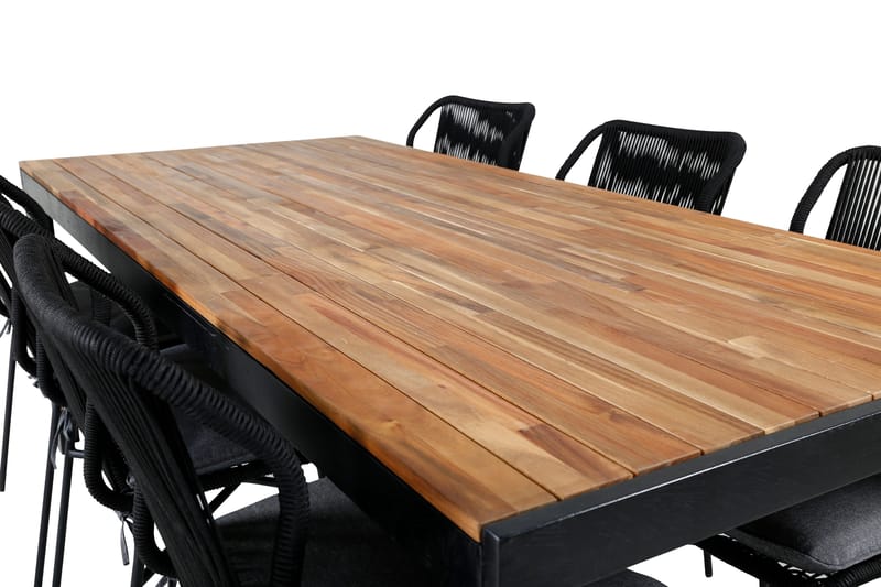 Bois Matgrupp Utomhus 205cm + 6 Julian Matstolar - Svart/Brun - Utemöbler - Utegrupp - Matgrupp utomhus