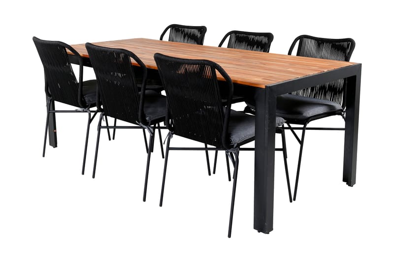 Bois Matgrupp Utomhus 205cm + 6 Julian Matstolar - Svart/Brun - Utemöbler - Utegrupp - Matgrupp utomhus