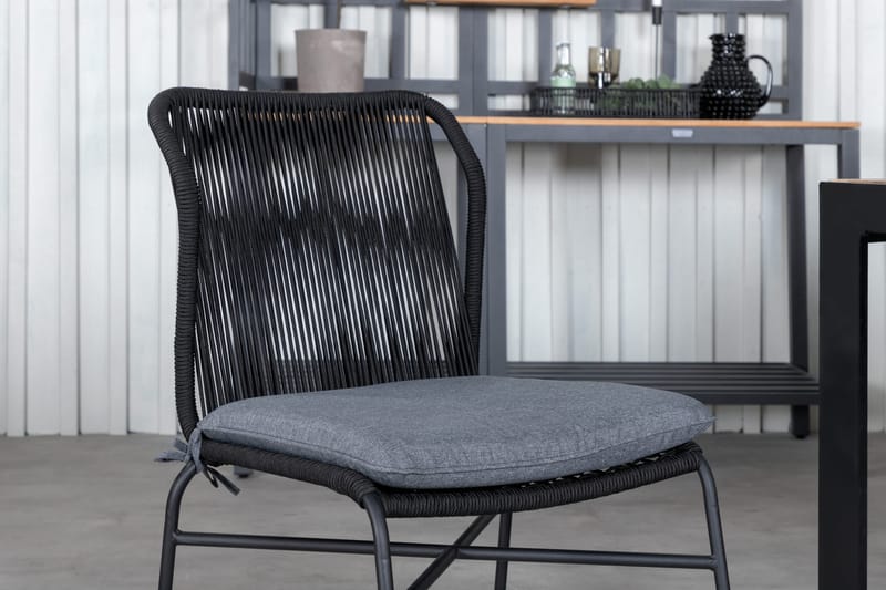 Bois Matgrupp Utomhus 205cm + 6 Julian Matstolar - Svart/Brun - Utemöbler - Utegrupp - Matgrupp utomhus