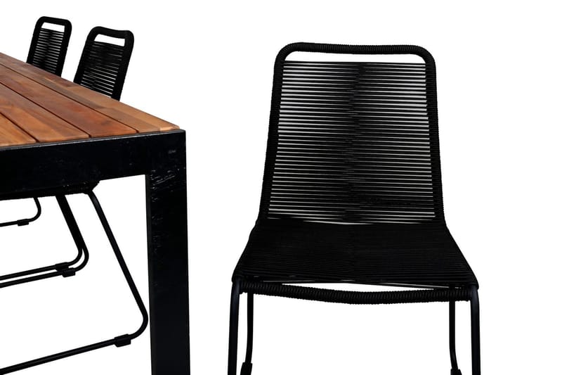 Bois Matgrupp Utomhus 205cm + 6 Lindos Stapelbara Matstolar - Svart/Grå - Utemöbler - Utegrupp - Matgrupp utomhus