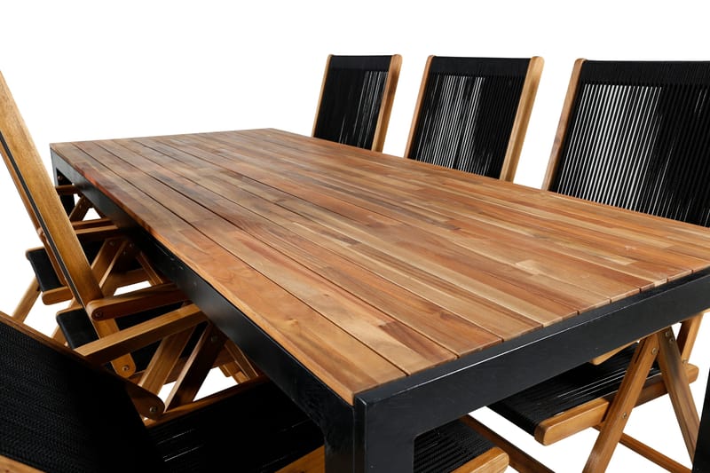 Bois Matgrupp Utomhus 205cm + 6 Little John Matstolar - Svart/Grå - Utemöbler - Utegrupp - Matgrupp utomhus