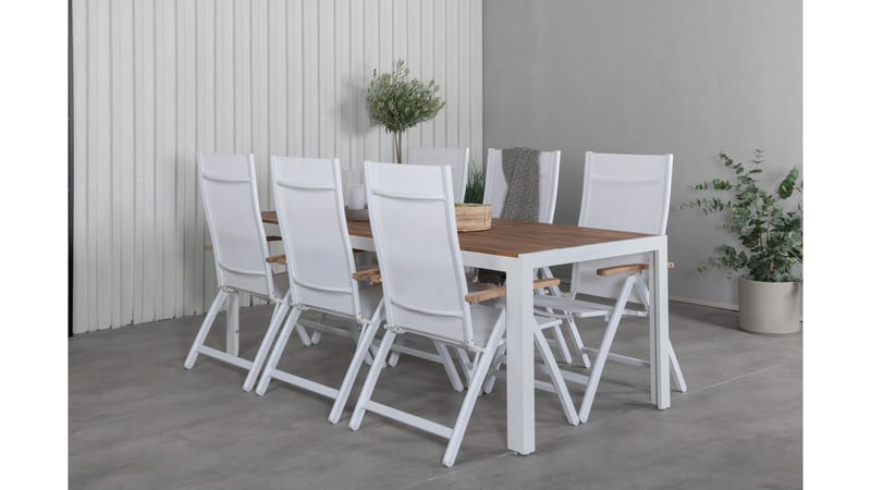 Bois Matgrupp Utomhus 205cm + 6 Panama Positionsstolar - Svart/Natur - Utemöbler - Utegrupp - Matgrupp utomhus