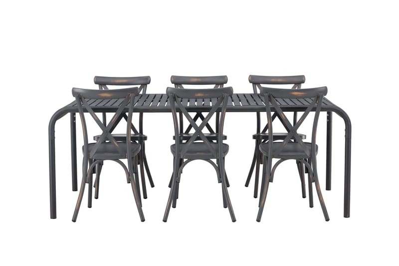 Borneo Matgrupp Utomhus 200 cm + 6 st Tablas Matstolar - Mörkgrå/Svart - Utemöbler - Utegrupp - Matgrupp utomhus