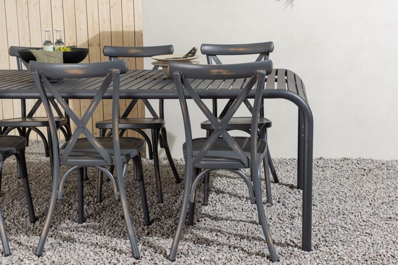 Borneo Matgrupp Utomhus 200 cm + 6 st Tablas Matstolar - Mörkgrå/Svart - Utemöbler - Utegrupp - Matgrupp utomhus
