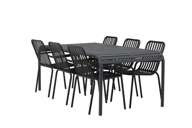 Borneo Matgrupp Utomhus 200 cm + 6 st Peking Karmstolar - Svart - Utemöbler - Utegrupp - Matgrupp utomhus