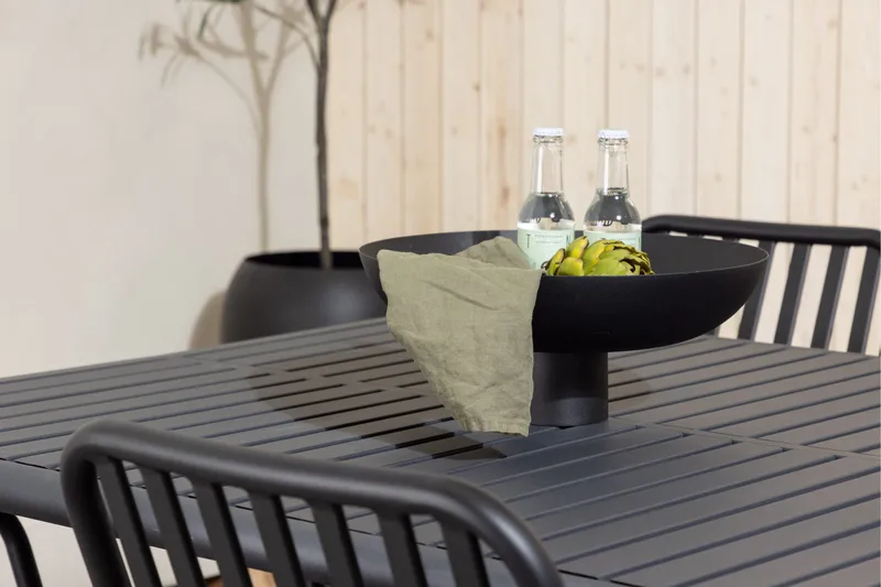 Borneo Matgrupp Utomhus 200 cm + 6 st Peking Karmstolar - Svart - Utemöbler - Utegrupp - Matgrupp utomhus