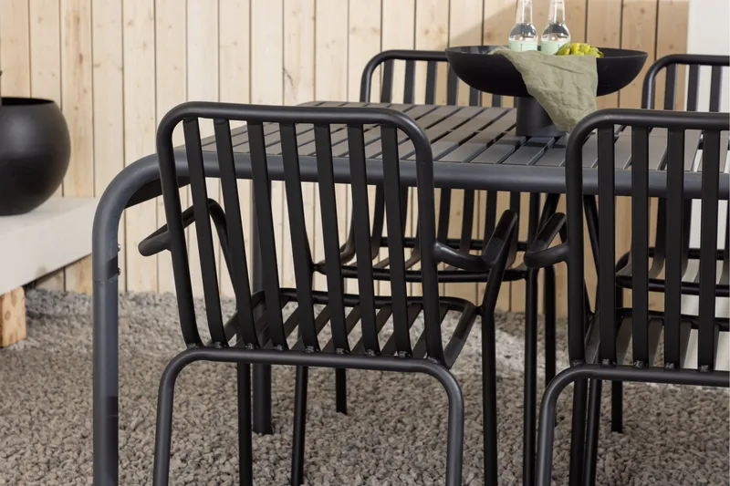 Borneo Matgrupp Utomhus 200 cm + 6 st Peking Karmstolar - Svart - Utemöbler - Utegrupp - Matgrupp utomhus