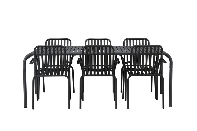 Borneo Matgrupp Utomhus 200 cm + 6 st Peking Karmstolar - Svart - Utemöbler - Utegrupp - Matgrupp utomhus