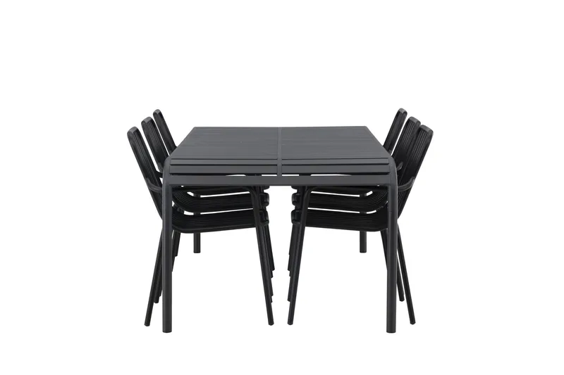 Borneo Matgrupp Utomhus 200 cm + 6 st Peking Karmstolar - Svart - Utemöbler - Utegrupp - Matgrupp utomhus
