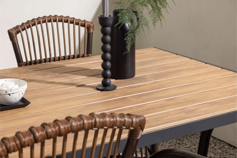 Break Matgrupp 150 cm + 4 st Galera Karmstolar Brun - Brun - Utemöbler - Utegrupp - Matgrupp utomhus