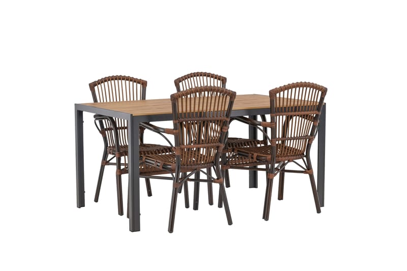Break Matgrupp 150 cm + 4 st Galera Karmstolar Brun - Brun - Utemöbler - Utegrupp - Matgrupp utomhus