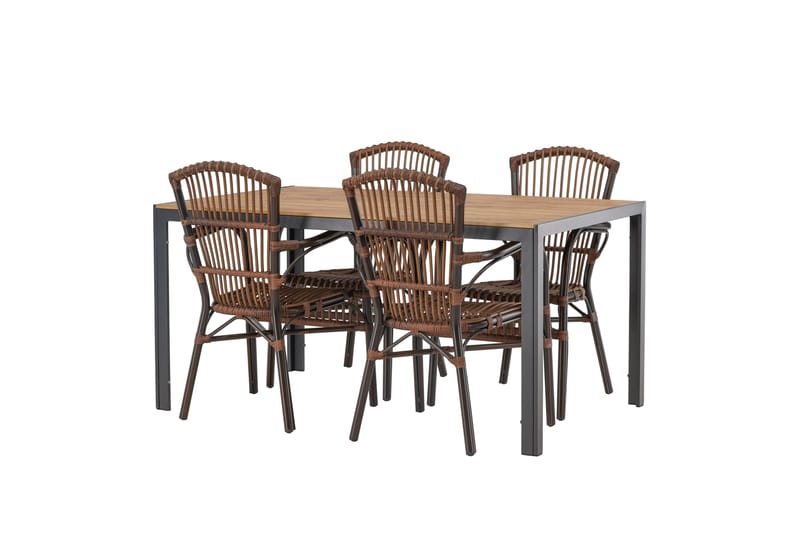 Break Matgrupp 150 cm + 4 st Galera Karmstolar Brun - Brun - Utemöbler - Utegrupp - Matgrupp utomhus