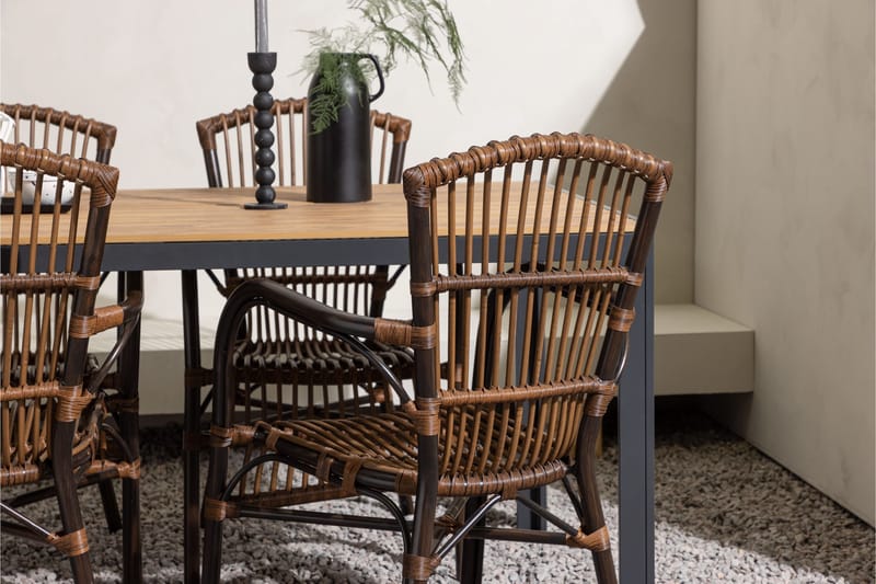 Break Matgrupp 150 cm + 4 st Galera Karmstolar Brun - Brun - Utemöbler - Utegrupp - Matgrupp utomhus