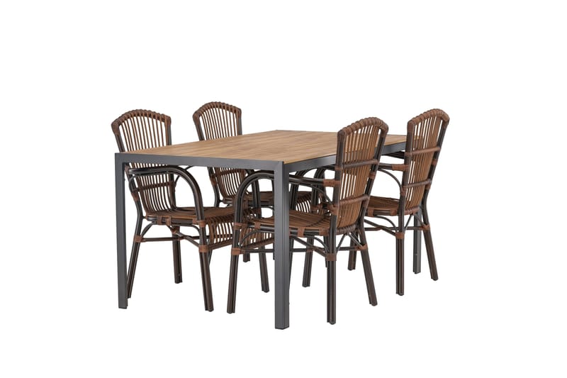 Break Matgrupp 150 cm + 4 st Galera Karmstolar Brun - Brun - Utemöbler - Utegrupp - Matgrupp utomhus