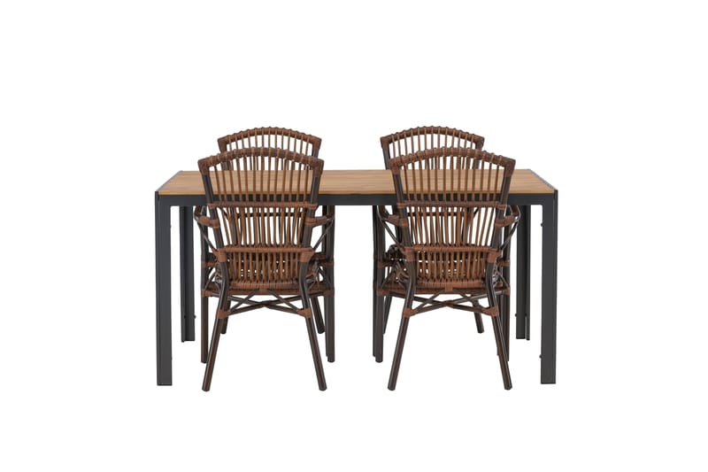 Break Matgrupp 150 cm + 4 st Galera Karmstolar Brun - Brun - Utemöbler - Utegrupp - Matgrupp utomhus